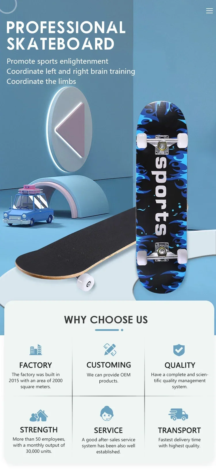 Skateboard Longboard 80*20cm Skate Board Skateboard for Children Pattern 4 Wheel Outdoor Reaction Sports Equipment 2024