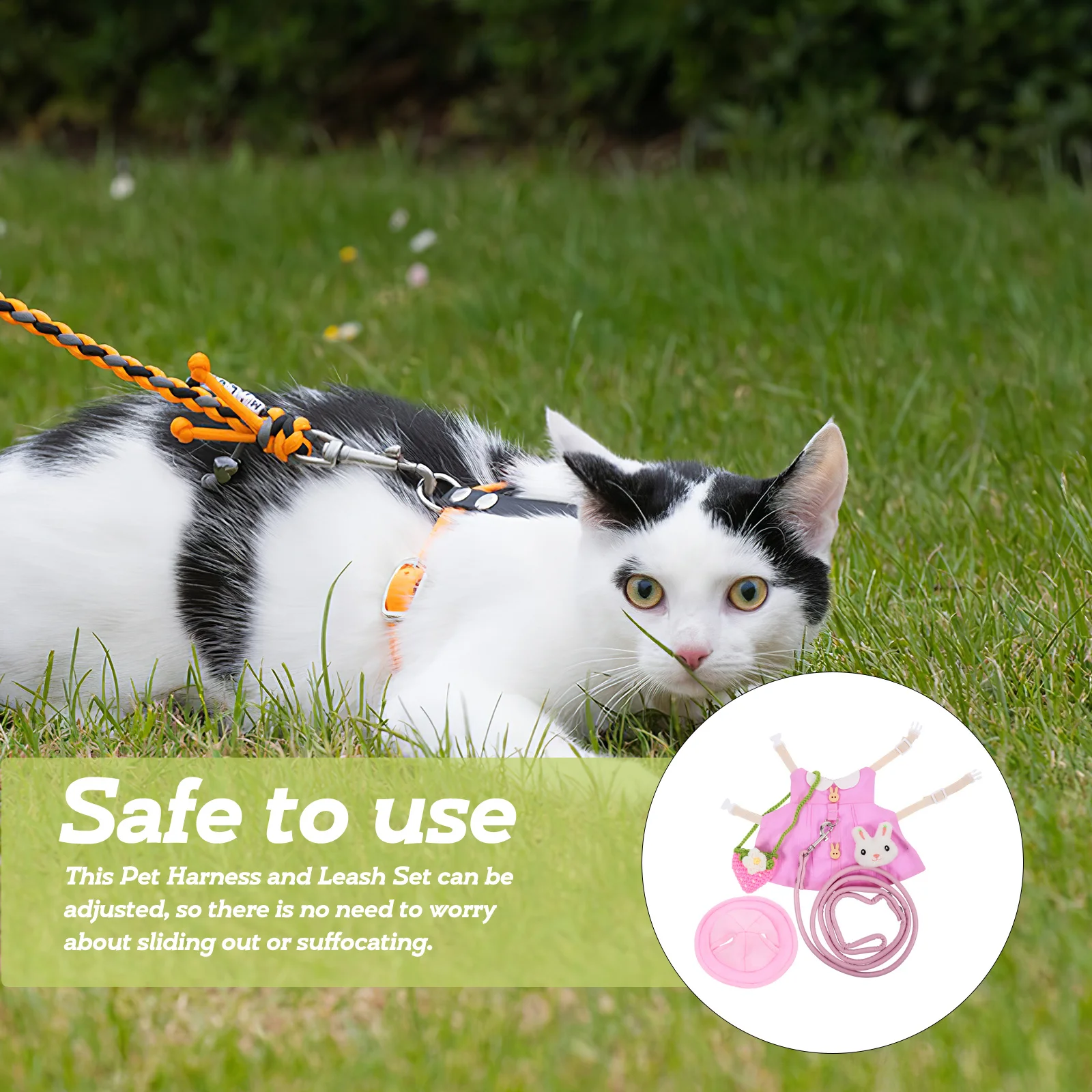 

1Set Pet Rabbit Clothes Bunny Harness Set Adjustable for Small Animals Outdoor Walking Guinea Pig Ferret Hamster Cat Leash