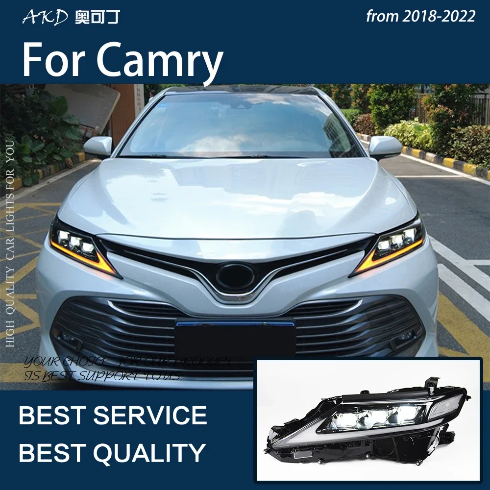 Car Lights For Camry 2018-2022 LED Crystal Headlight LHD And Right Version DRL Dynamic Turn Signal Lamp Projector Lens Upgrade