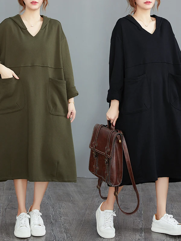 هوديي فضفاض مناسب للخريف والشتاء طويل من القطن الخالص كاجوال مقاس كبير مع كيتس كبيرة وصل حديثًا للخريف والشتاء #2