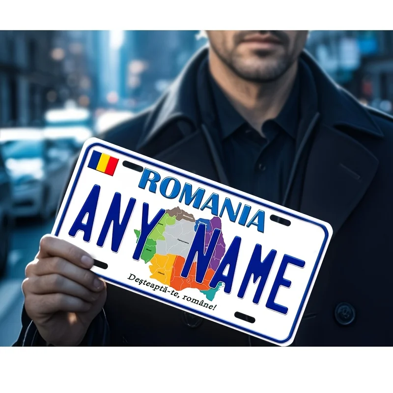 1pc 2D Flat Aluminum Wall Art Sign - Romania Map Design - Durable 11.81x5.91 Inch (30cm X 15cm) Metal Decorative Panel for Home