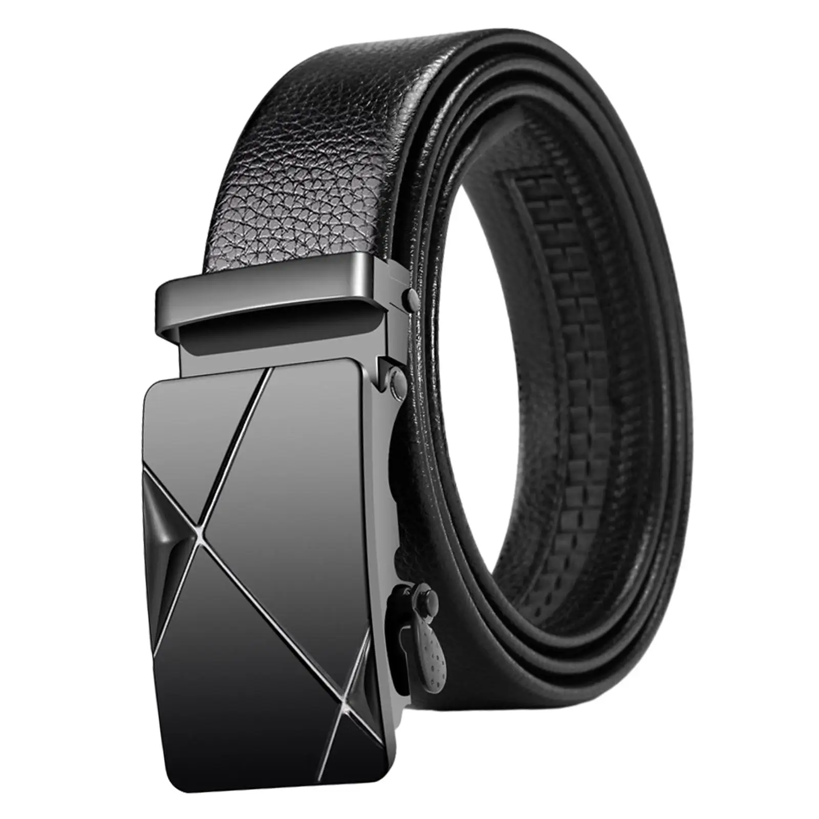 حزام بسقاطة من الجلد الصناعي قابل للتعديل للرجال، حزام أنيق بإبزيم منزلق فاخر لفستان الأعمال الاحترافي #2