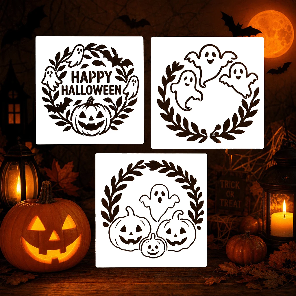 Halloween Ghost Pumpkin Cake Decor Stencil, Food‑Safe PET Baking Template for Cookies Dessert DIY Decor