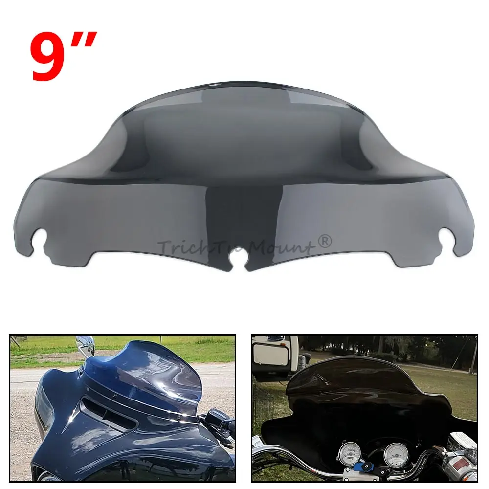 

9'' ABS Motorcycle Windshield Windscreen Fairing Wind Deflectors Material For Harley Touring Electra/Street Glide CVO 2014-2023