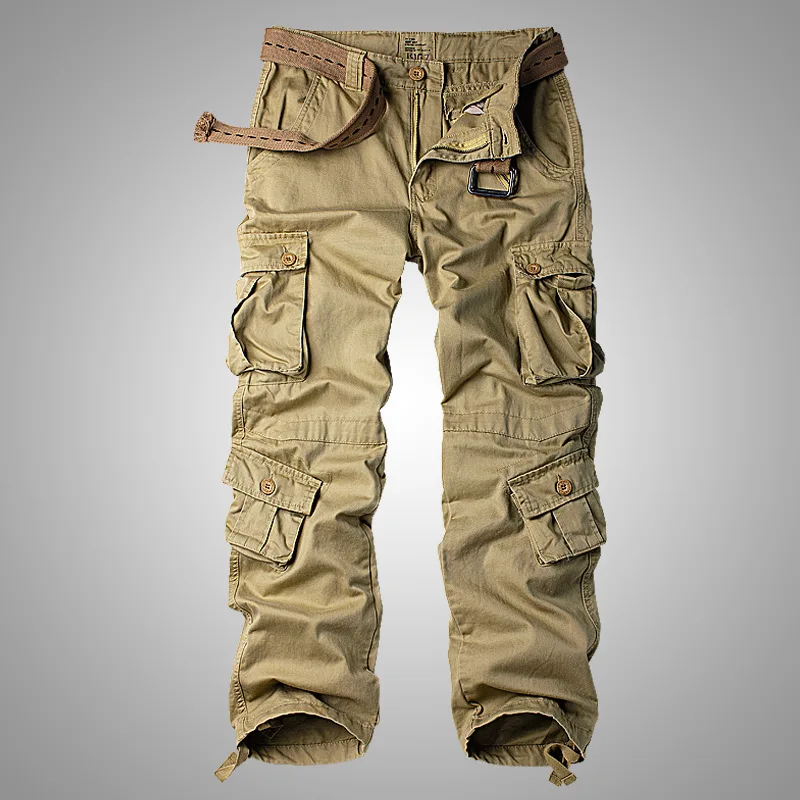 Pantalones Cargo rojos y negros con 8 bolsillos, pantalones de algodón para hombre, pantalones tácticos de camuflaje holgados, monos informales de talla grande 38 44 para hombre