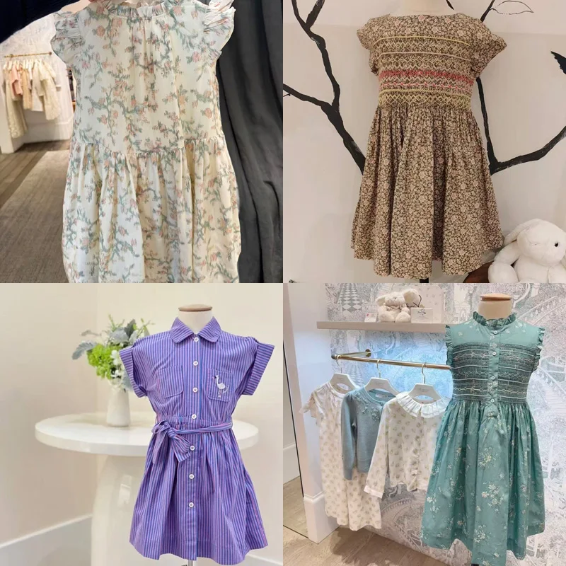 

Предзаказ (отгрузка в апре) 2026 BP Летнее платье для девочек с вышивкой и цветочным принтом, детская одежда, праздничное платье для девочек