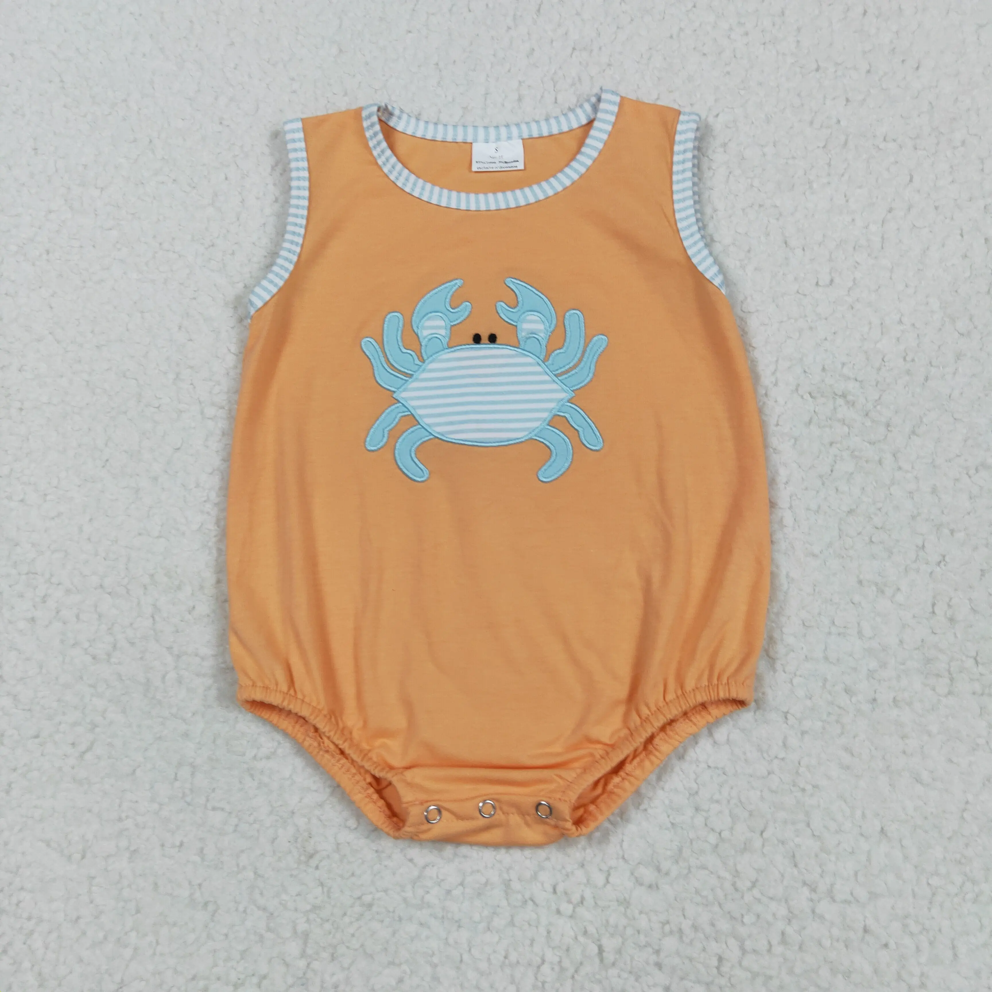 

Baby girls embroidery duck Rompers summer Clothing Newborn baby boutique wholesale bubble infant sleeveless brown onesie