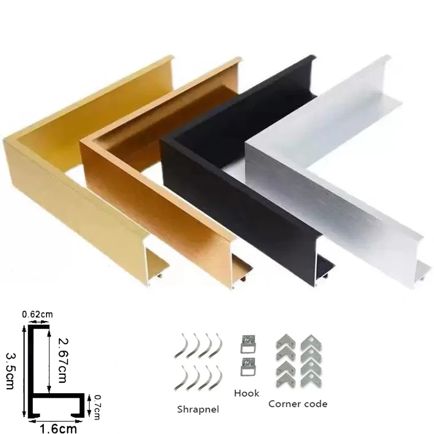 Customisable DIY Metal Picture Frame Black Titanium Gold Silver Aluminium Frame Oil Painting Wall Art Poster Home Decor Artwork