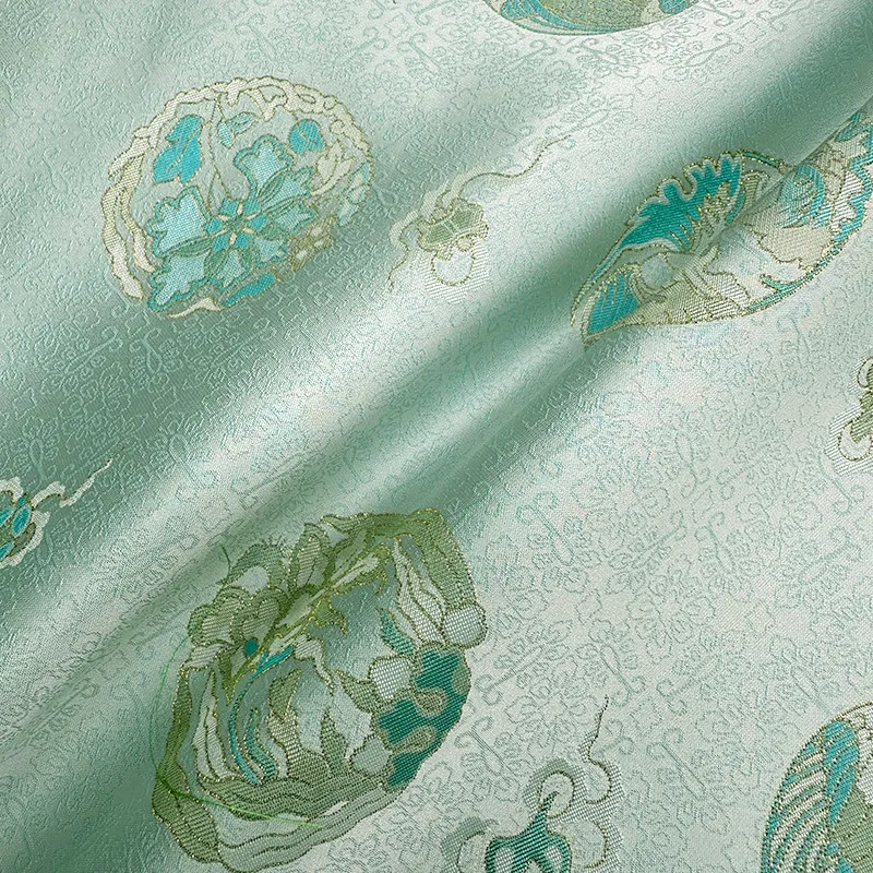 High Quality and Flower Water Green Woven Silk Song Dynasty Brocade Silkworm Silk Fabric Hanfu New Chinese Cheongsam Vest Fabric