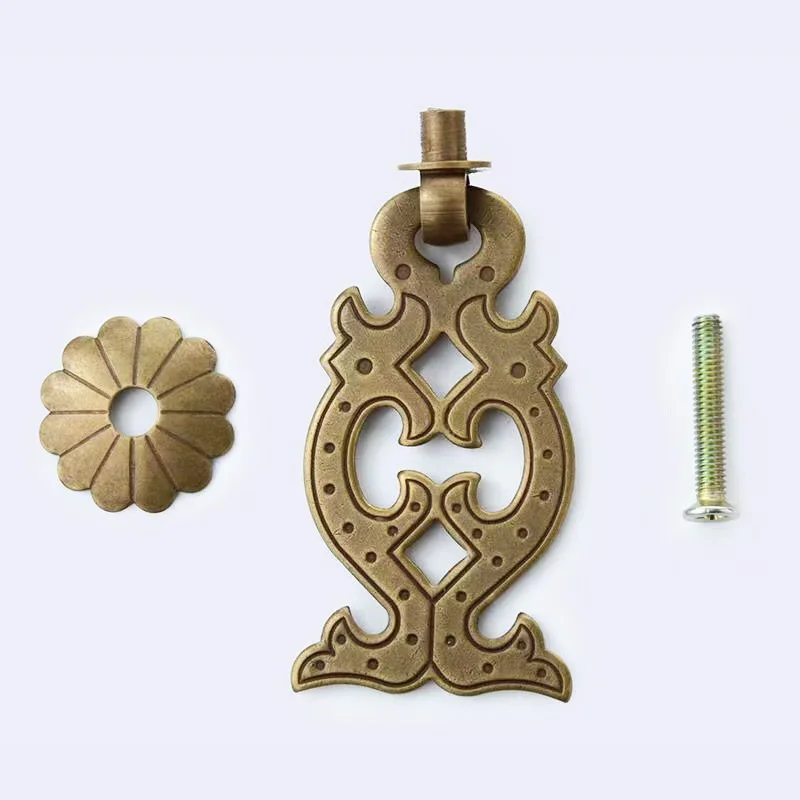 Vintage Fish Shape Small Brass Cabinet Knobs And Handles Handmade Ring Pull Drop Closet Drawer Door Furniture handles