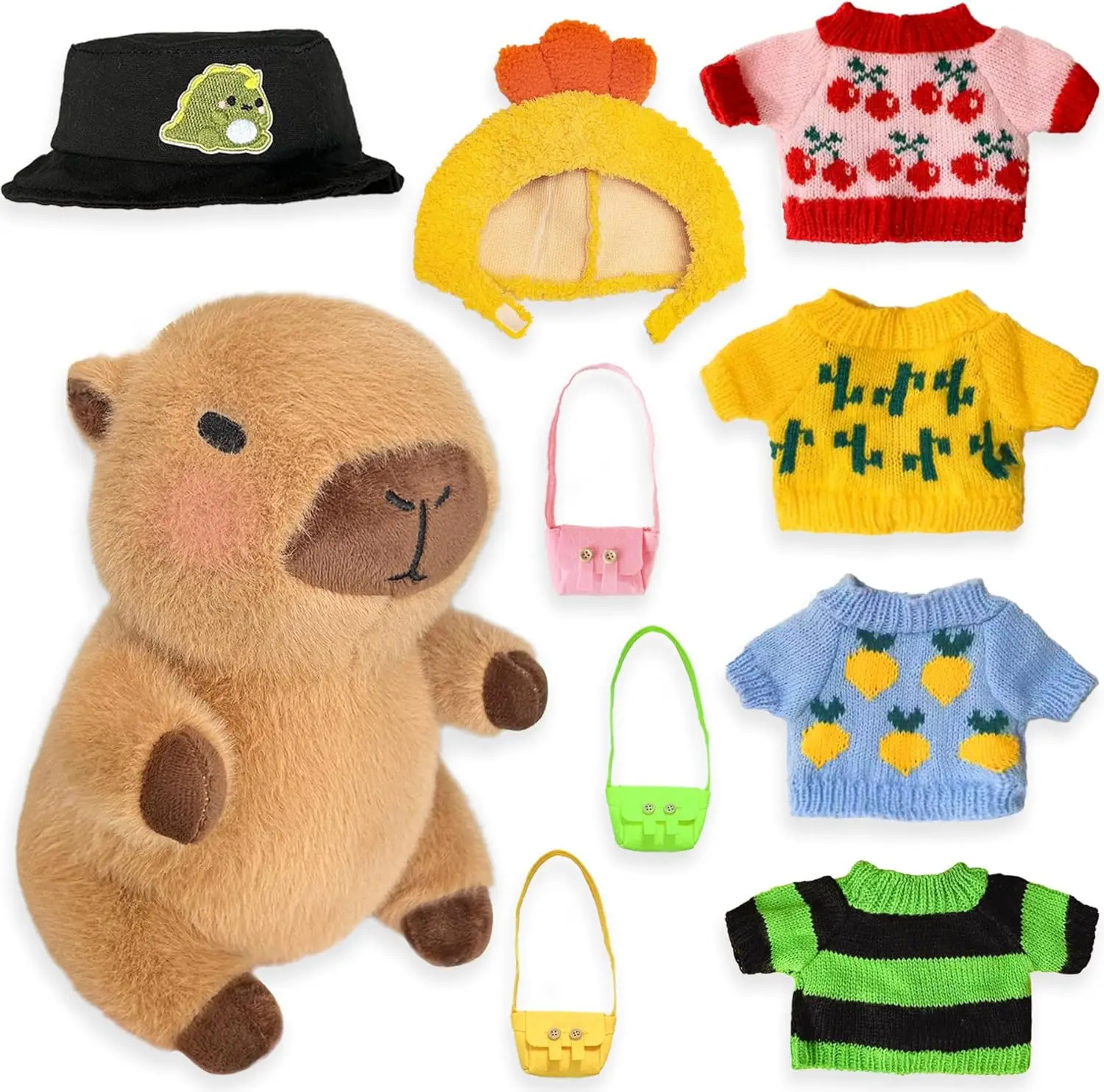 

10Pcs Cute Capybara Stuffed Animal Plush Toys Dress Up Cute Plushies for Girls Boys Capybara Plush with Clothes & Accessories