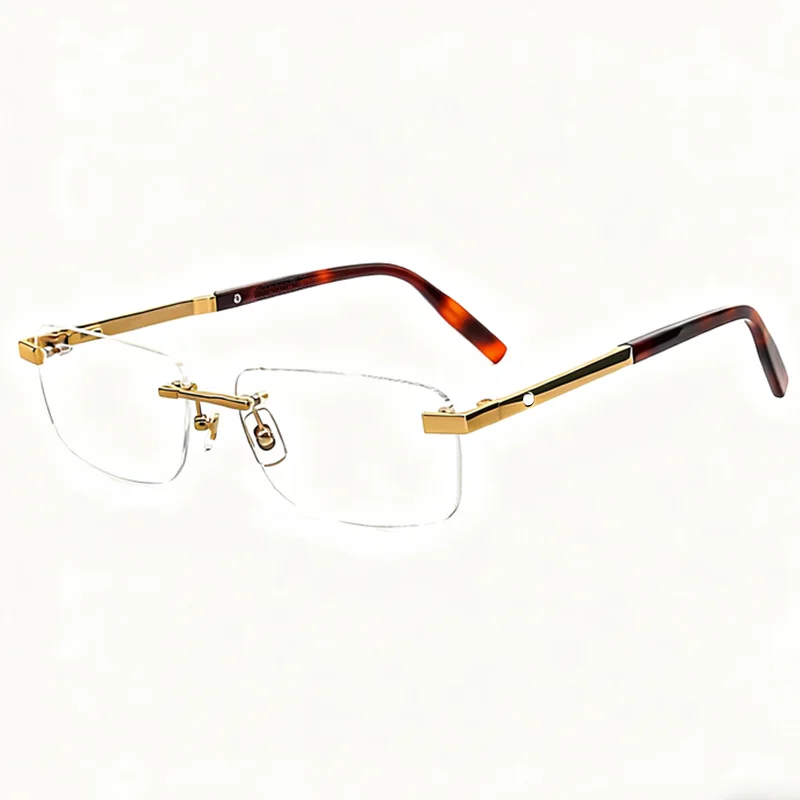 

Fashion Men Rectangular Business Rimless Glasses Frame O2359-18-150 Lightweight for Prescription Eyewear