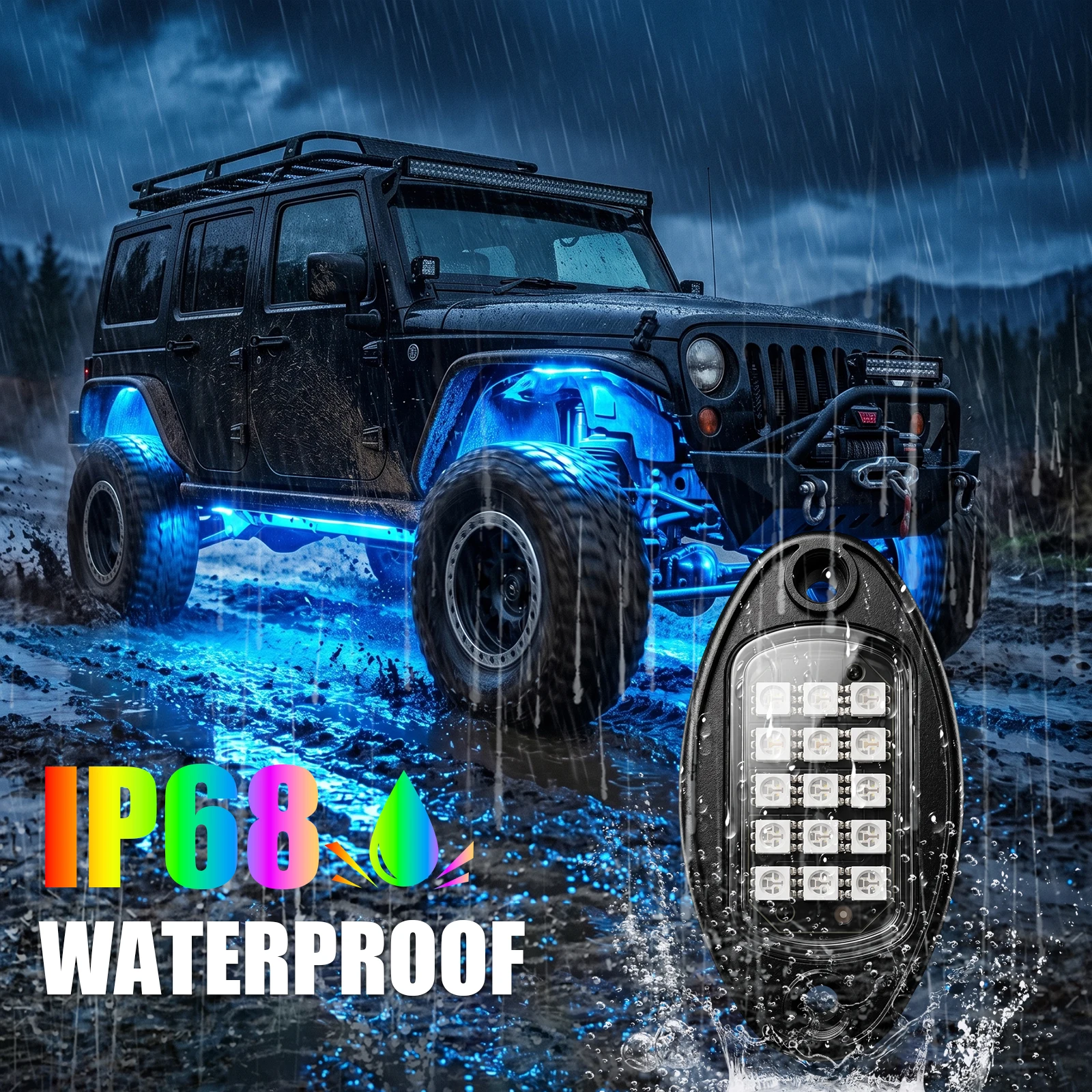 RGB LED Rock Lights Kit Blueto - Sos Light Strobe 评论和价格