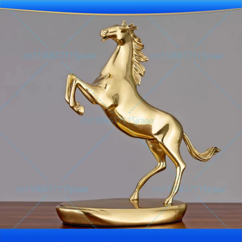 Plated Golden Copper Horse Sculpture Bookcase Desktop Ornaments Simulation Metal Animal Statue Figurine Gift Home Decor