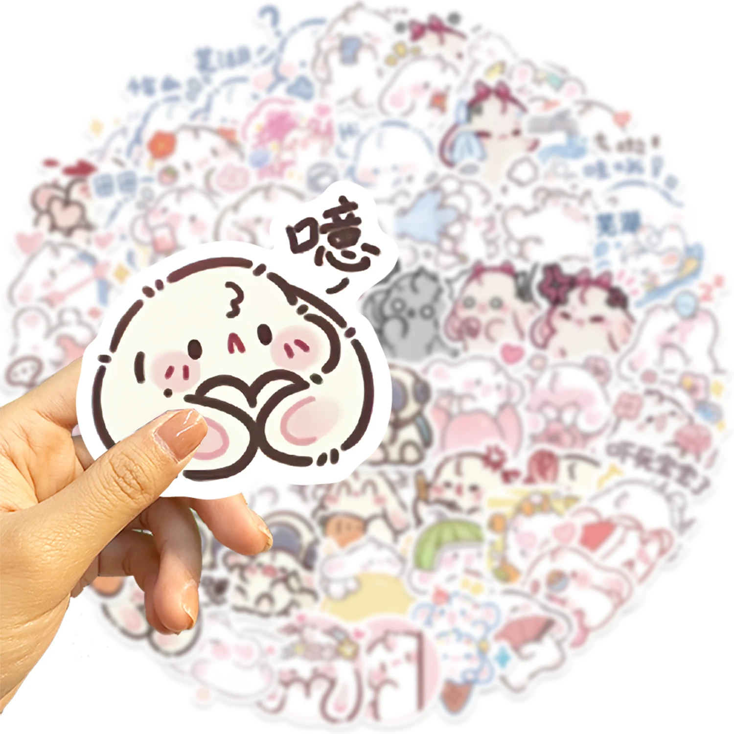 90PCS Mini Lop Ear Rabbit Pink Kawaii Bunny Cute Sticker Art Decoration Guitar Car Refrigerator Phone Laptop Diary Party Sticker