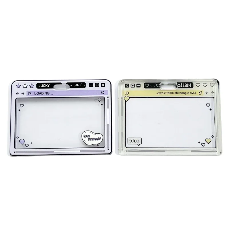 Horizontal Clear ID Holder Sliding Cover School Photo Card Case for Campus Card Student ID Cardf Trendy Anime Protection
