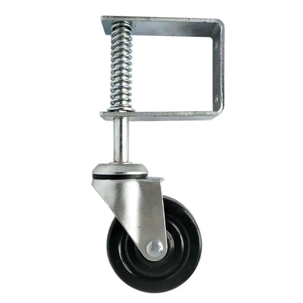 4 Polegada roda de borracha rodízio mola carregado portão resistente absorção de choque suporte ajustável montagem universal madeira metal