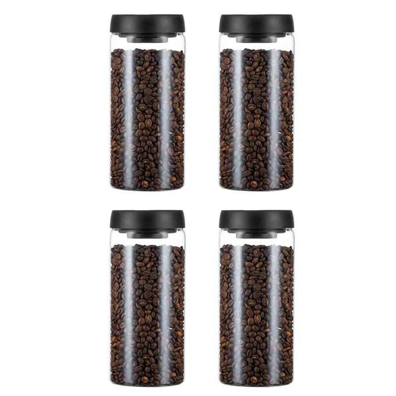 

M04K 4X Vacuum Sealed Jug Coffee Beans Glass Airtight Canister Food Grains Candy Keep Fresh Storage Jar 1800Ml