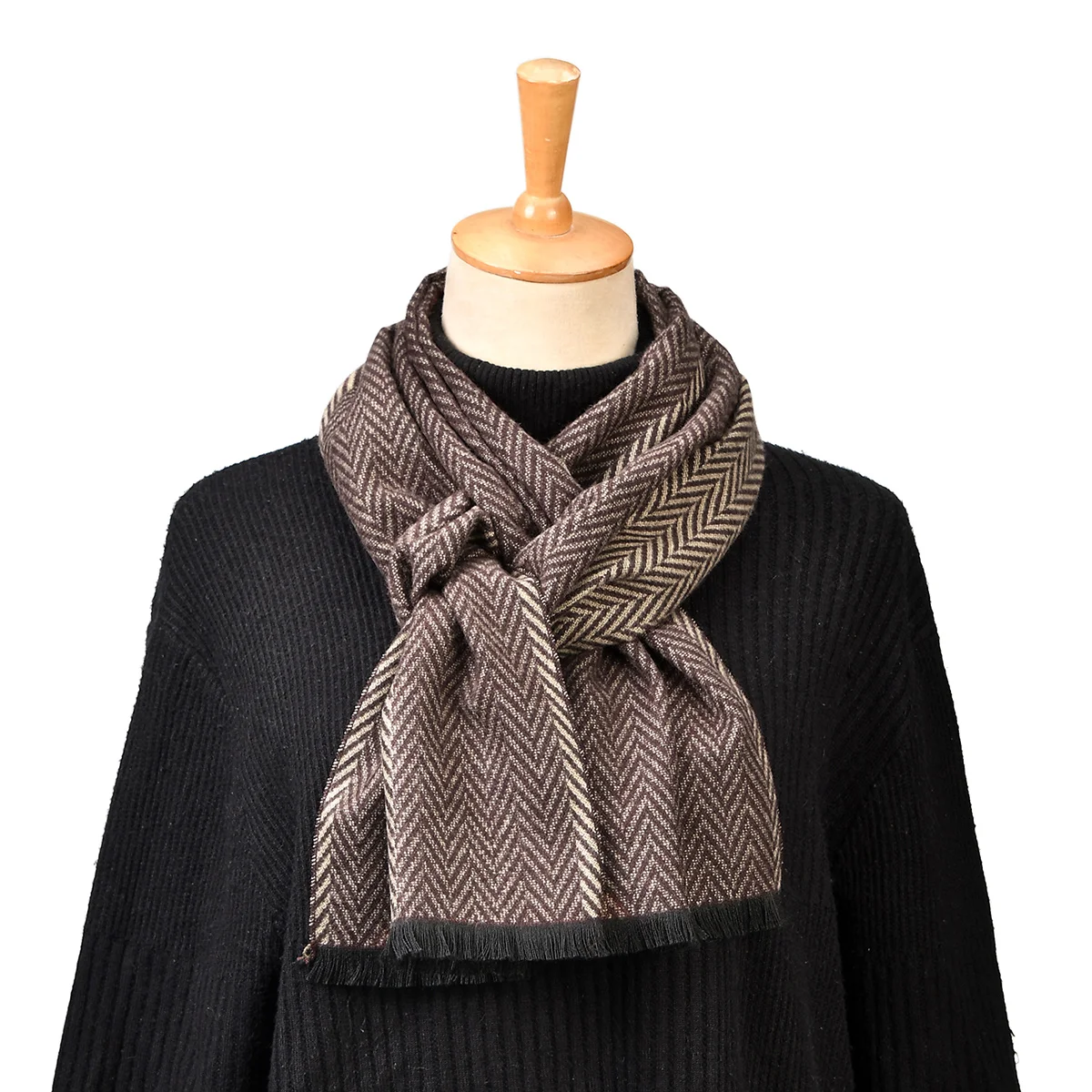 Men's Winter Pashmina Scarf Classic Checkered Patterns Long Shawl Minimally Striped Design Thick Muffler Outdoor Warmth