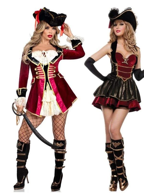 

Карибский пиратский костюм на Хэллоуин Ja Sparrow, женская одежда для выступлений, одежда из полиэфирного волокна, сценический наряд