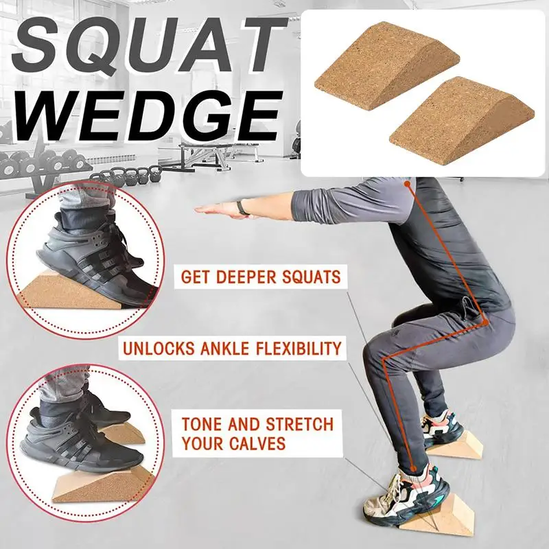 

Squat Wedge Block Versatile Calf Stretcher Gym Accessories High-Density Cork Exercise Block For Mobility Improvement