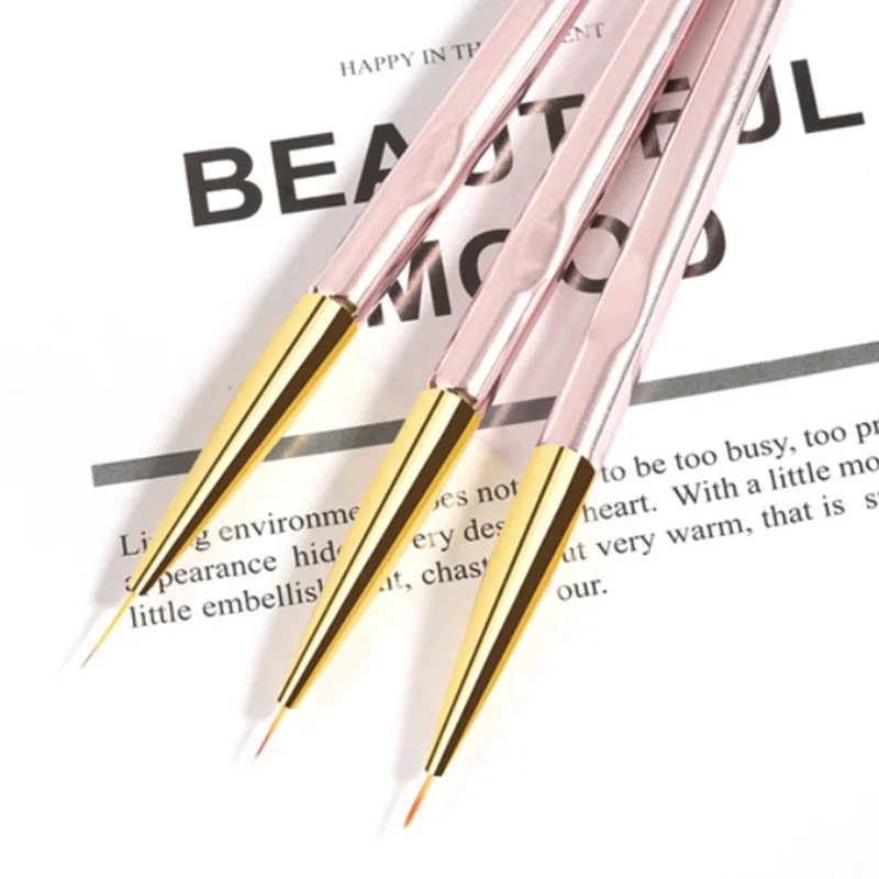 3Pcs Nail Art Liner Brushes French Stripe 3D Tips Line Stripes DIY Drawing Pen UV Gel Brushes Painting Manicure Nail Tool Sets