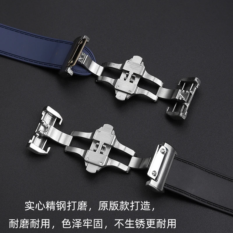 23 мм 25 мм для Cartier Santos100 Santos силиконовый резиновый ремешок для часов Santos 100 с металлической пряжкой мужской черный, синий мягкий браслет