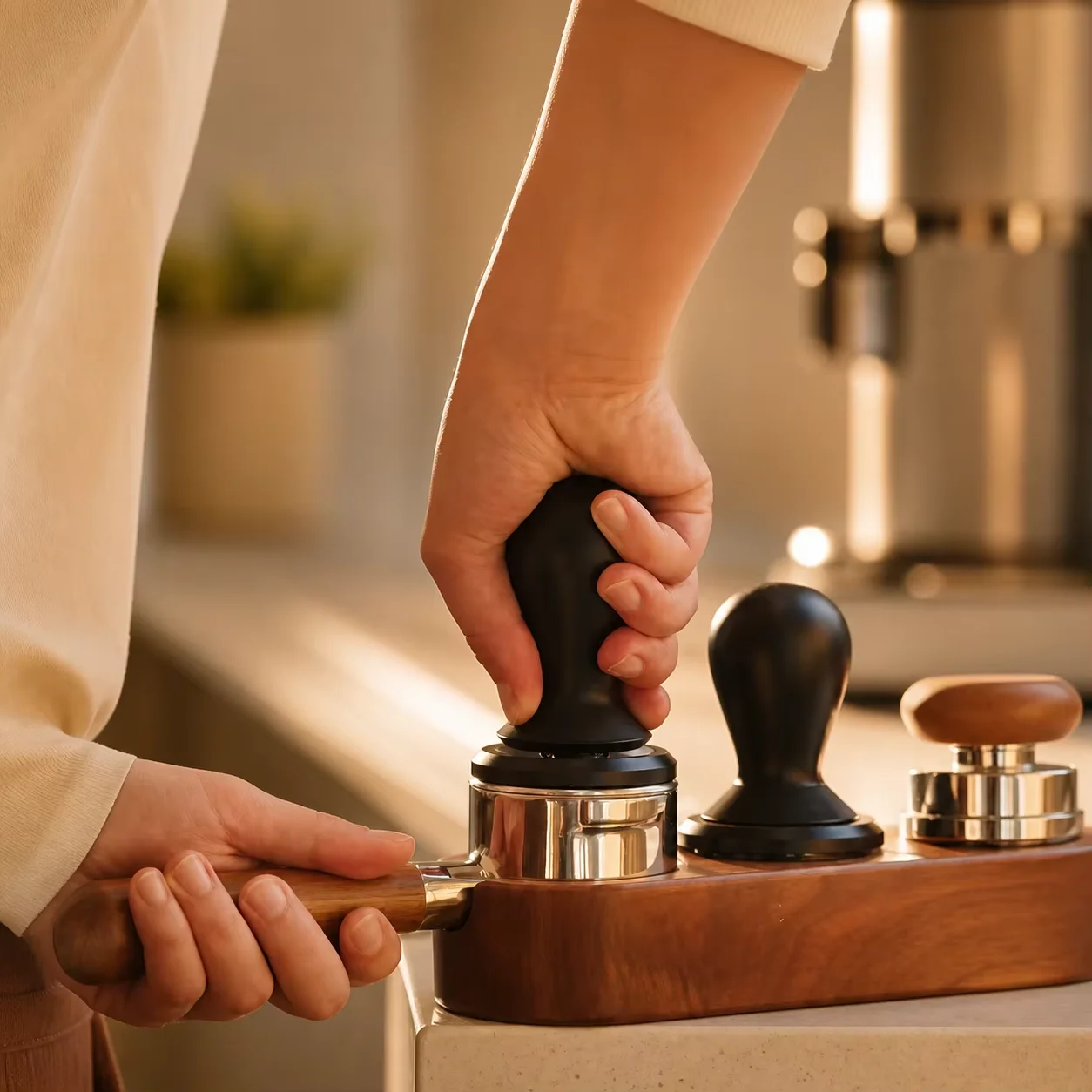 TIMEMORE X Anthony Douglas Master Collab Auto-Leveling Tamper Large Diameter Anti-Tilt Base 58mm Espresso Coffee Hand Press Tool