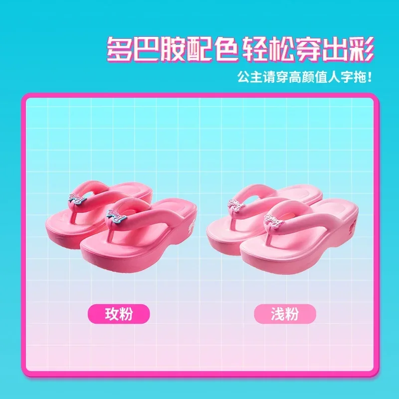 Miniso Barbie Summer Women Slipper Women\'s Pink Slides Indoor Platform Outdoors Kawaii Shoes Flip-flops Beach Garden Sandals Y2k