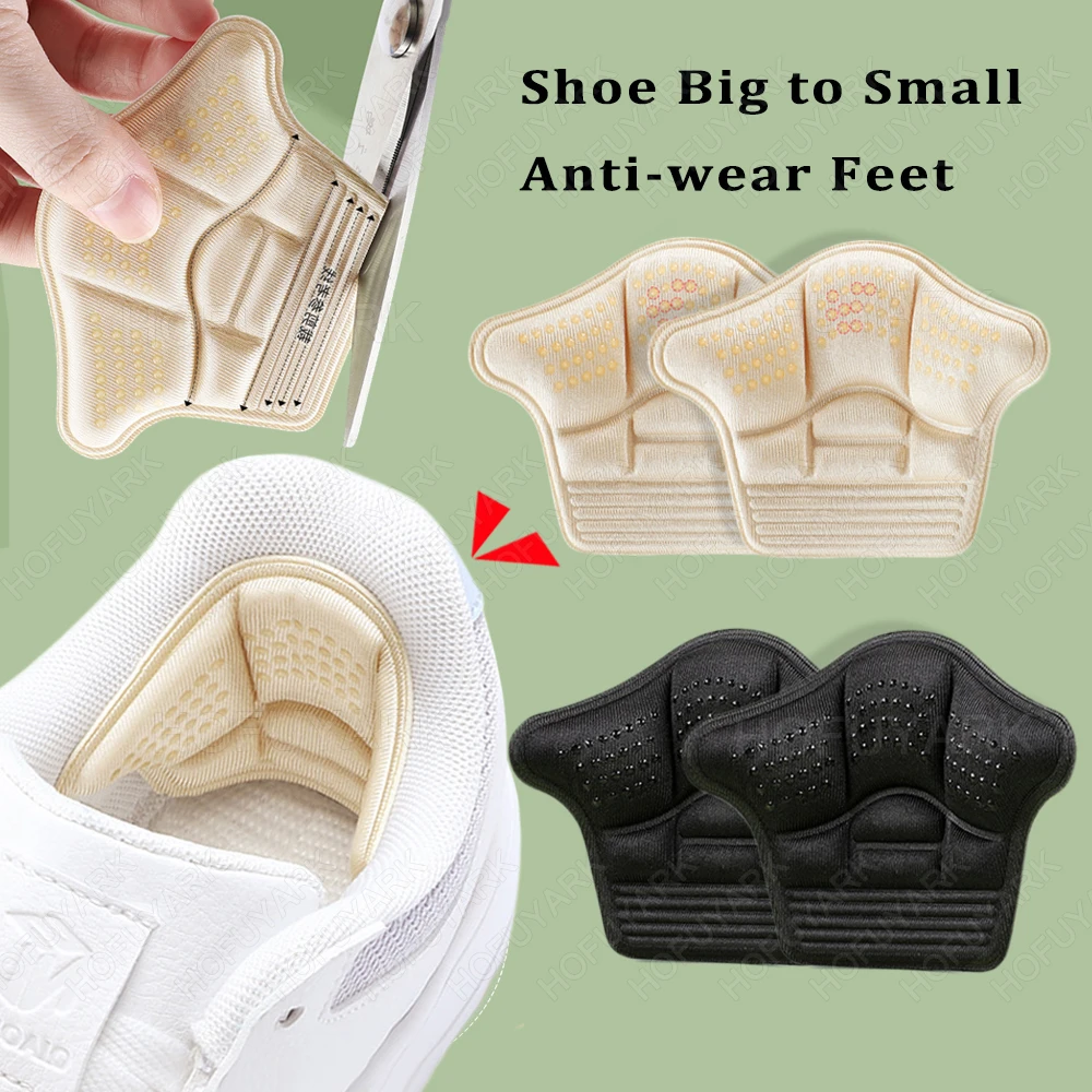 4Pcs Heel Protector for Shoes Back Sticker Soft Sponge Heel Pads for Shoes too Big Insert for Man Woman Sneakers Reduce Size