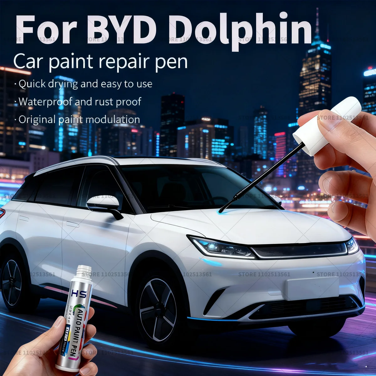 

Ручка для ремонта автомобильной краски, средство для удаления царапин, сделай сам, автоаксессуары для BYD Dolphin, серый, синий, LAP, розовый, серый, HB5, фиолетовый CA2, желтый
