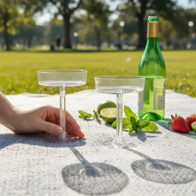 【K】10Pcs Plastic Martini Glasses Disposable Detachable Clear Toasting Flutes for Weddings Celebrations Home Bar Usage