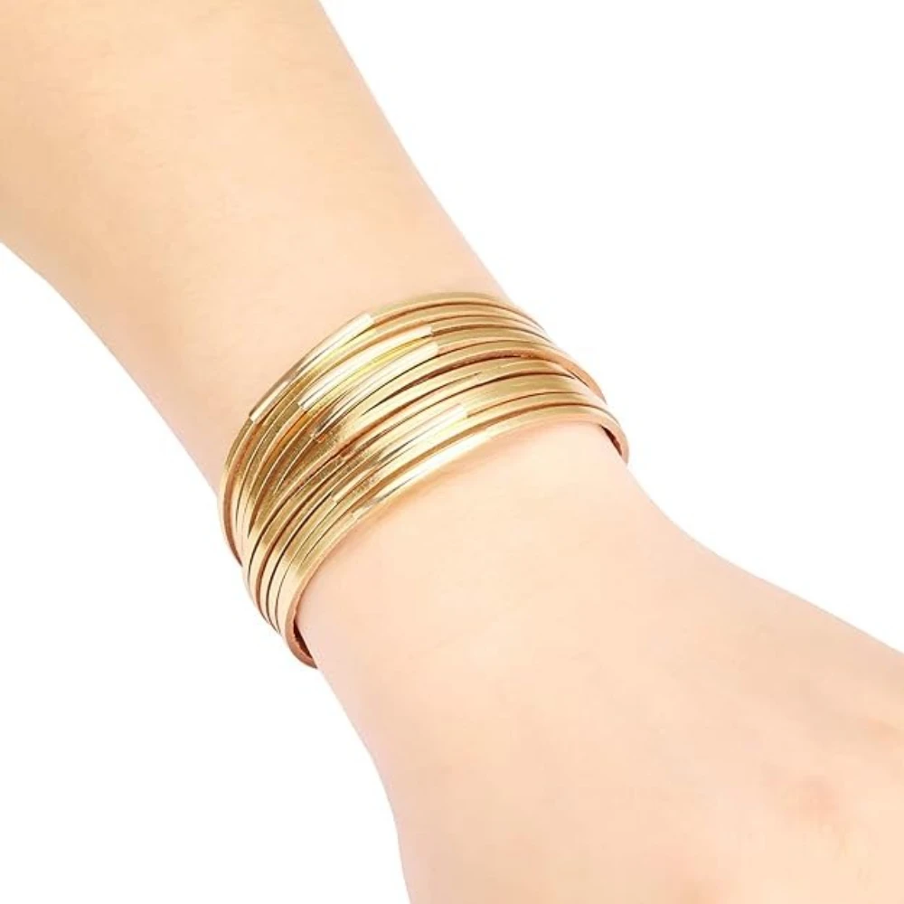 Doppelte Farbe Kreuz geschichtet feines Leder Wickelarmbänder böhmische Frauen High-End-Mode-Armband Schmuck Weihnachtsgeschenk – Detail 4