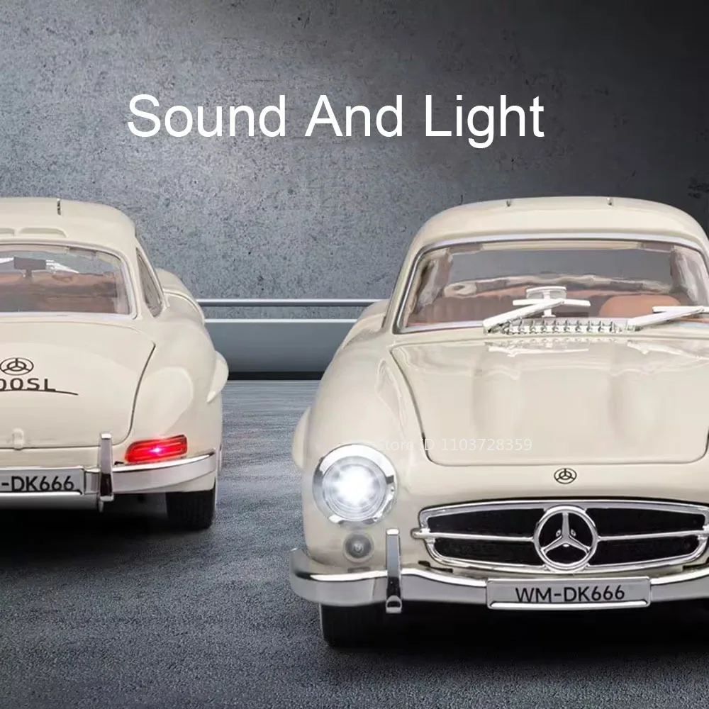 1:22 300SL Vintage voiture Miniature jouet modèles alliage moulé sous pression I8 supercars son lumière portes ouvert tirer arrière Collection garçons cadeaux