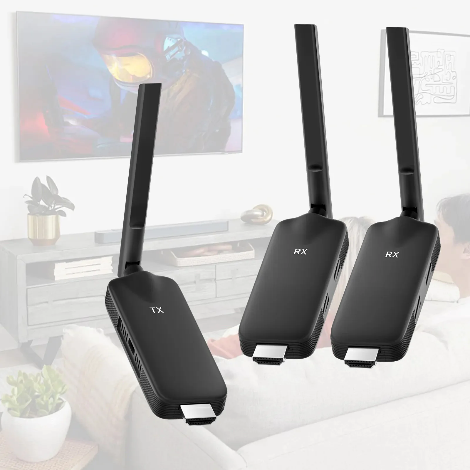 50m Wireless HDMI Video Transmitter Receiver Extender Laptop PC Projector TV Stick Dongle Same Screen Projection Display Adapter