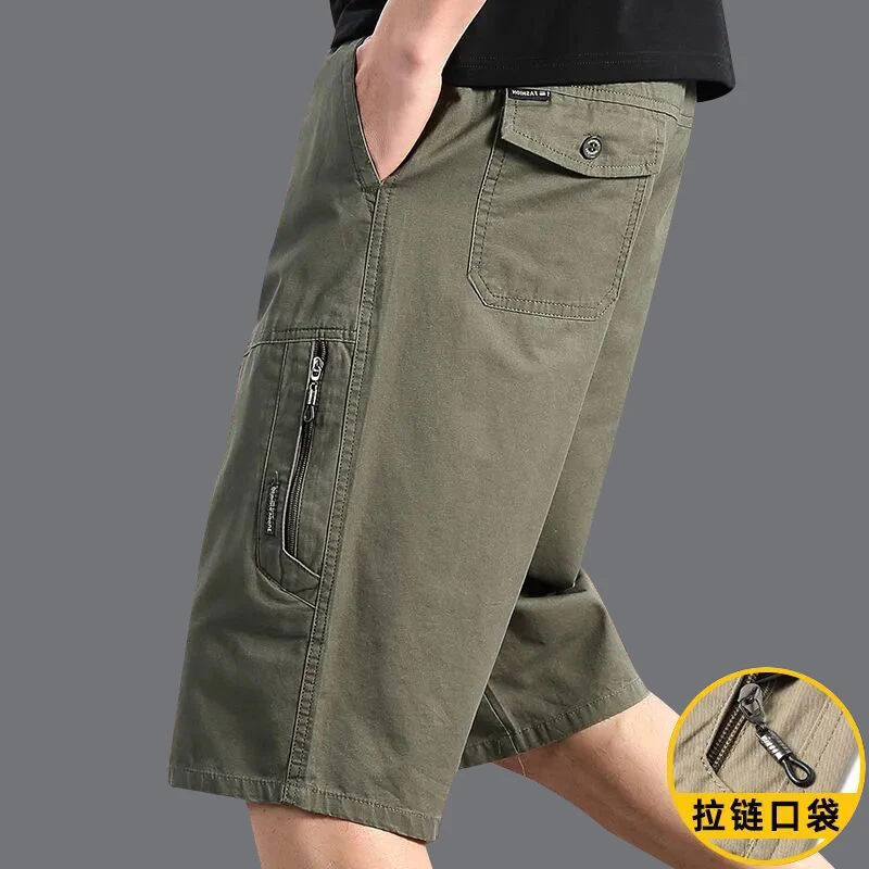 Mens Summer Cargo Shorts Light Weight Casual Sports Short Pants Cotton Hiking Running Jogger Shorts Elastic Waist