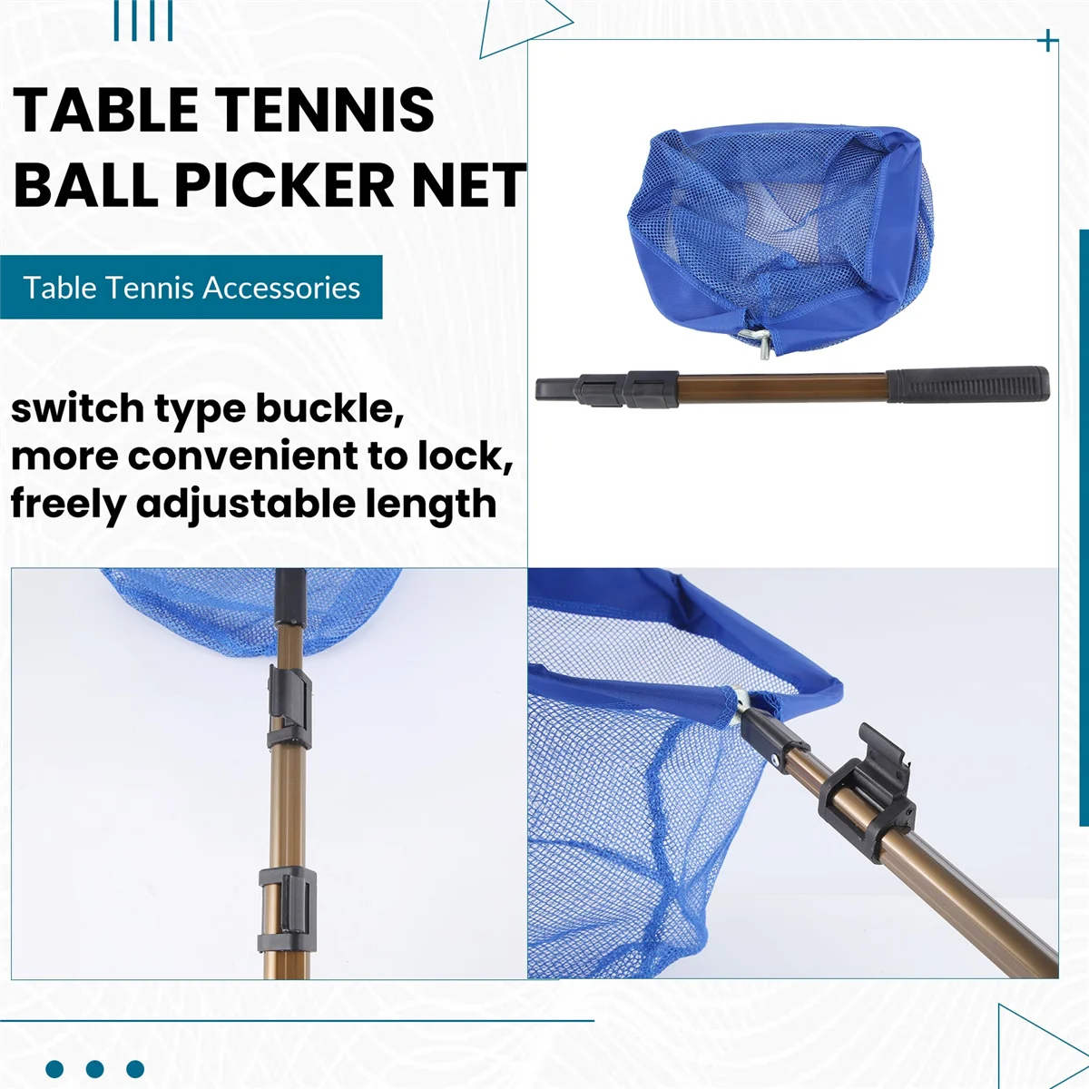 NN89R-red telescópico portátil para recoger pelotas de tenis de mesa, accesorios para recolección de pelotas de Ping Pong