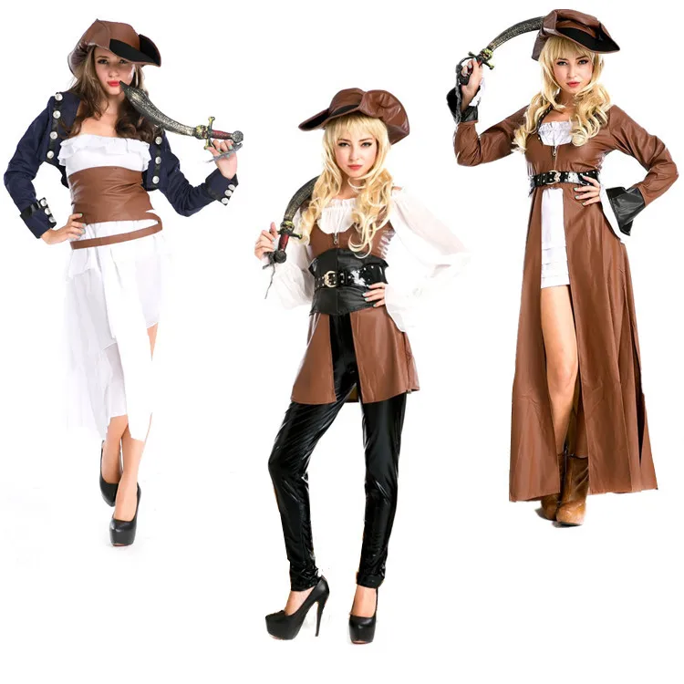 الكاريبي طويل القراصنة زي المرأة مهرجان بار حفلة تنكرية الرقص تأثيري لعب الأدوار الزي البوليستر صيف 2020 #1