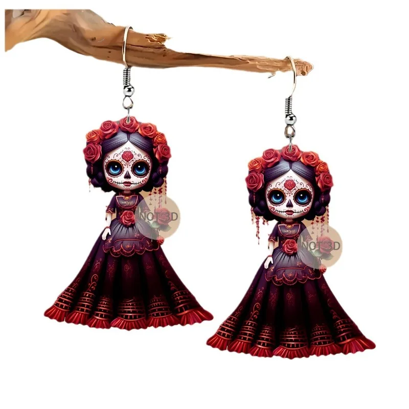 Pendientes góticos acrílicos para Halloween y el Día de los muertos, regalos únicos, accesorios de moda, adecuados para la personalidad