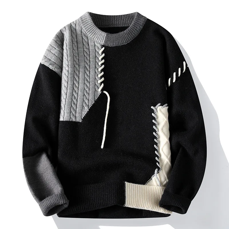 Autumn Winter Knit Warm Mens Sweaters Korean Fashion Pullovers Harajuku Streetwear Casual Baggy Hoodies Y2k Men Clothing