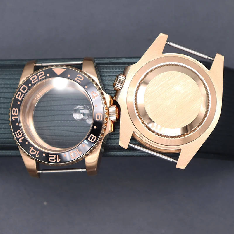 남성용 로즈 골드 시계 케이스 액세서리, 사파이어 글라스 삽입, GMT 세이코 NH35 NH36 NH38 4R36 8215 2824 무브먼트 28.5mm 다이얼, 40mm