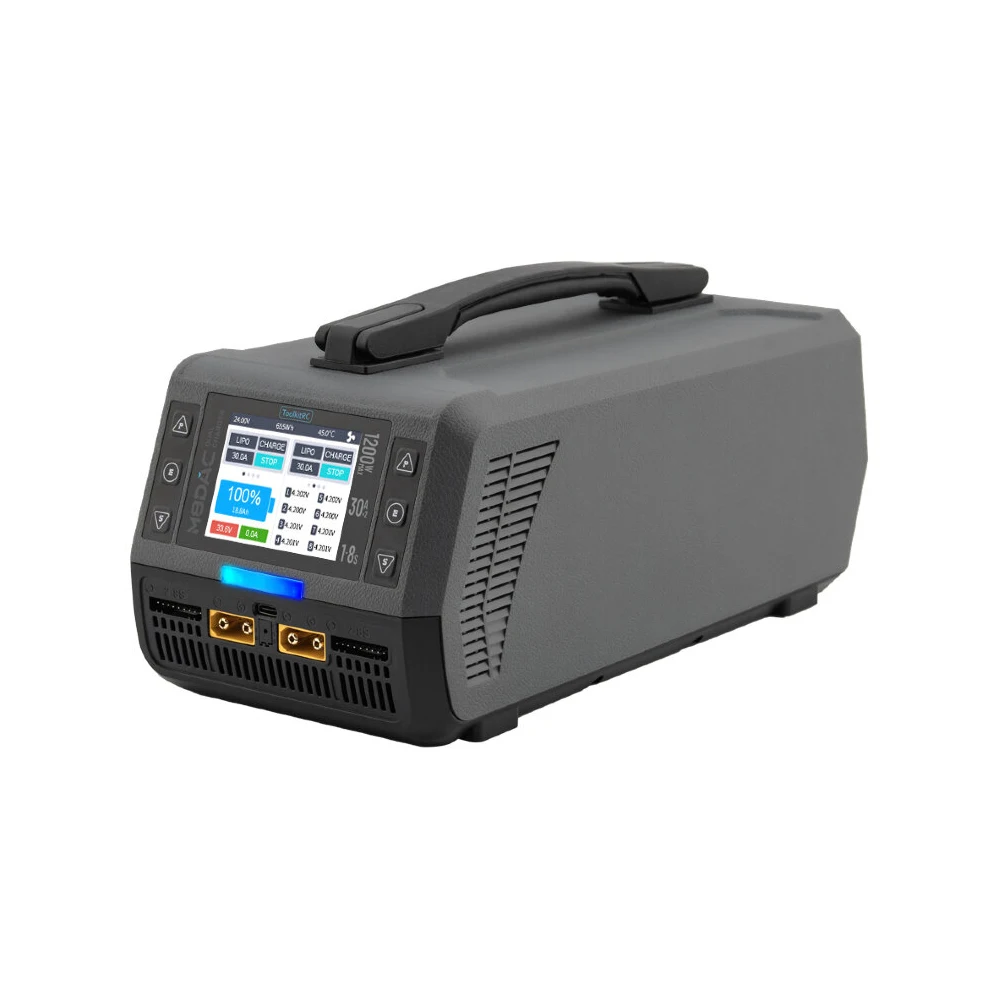 GGDX M8DAC 1200W 50A 30A Smart Charger, Dual Channel, 1-8S IPS Display, Fast SCP Charging, with Type-C Port
