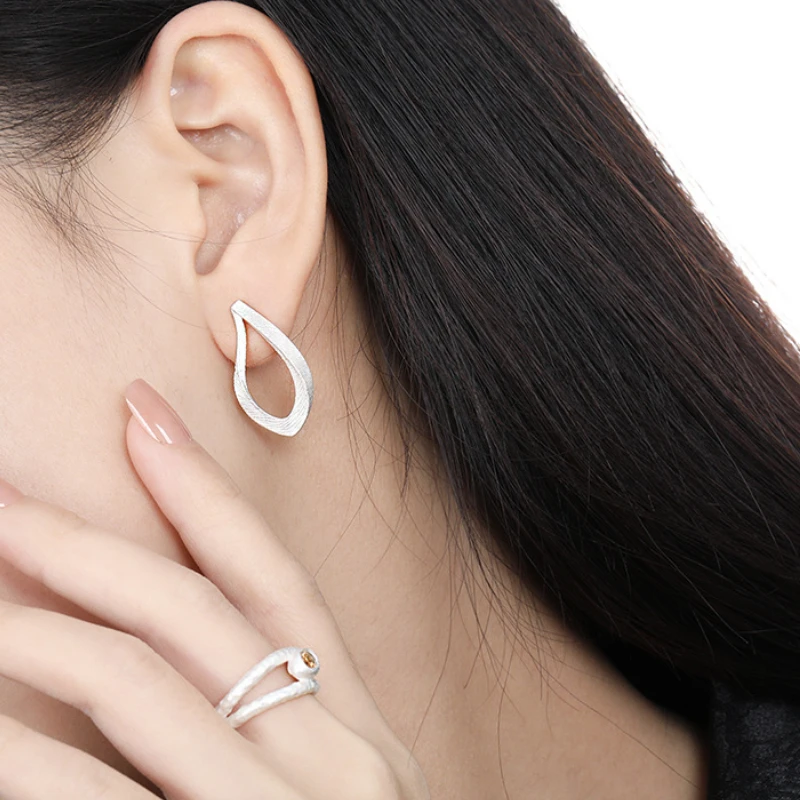 Modules-Boucles d'oreilles à tige Bergame rayées pour femmes, Argent regardé S925, Design de niche, Joaillerie fine, Mode élégante, Boucles d'oreilles originales