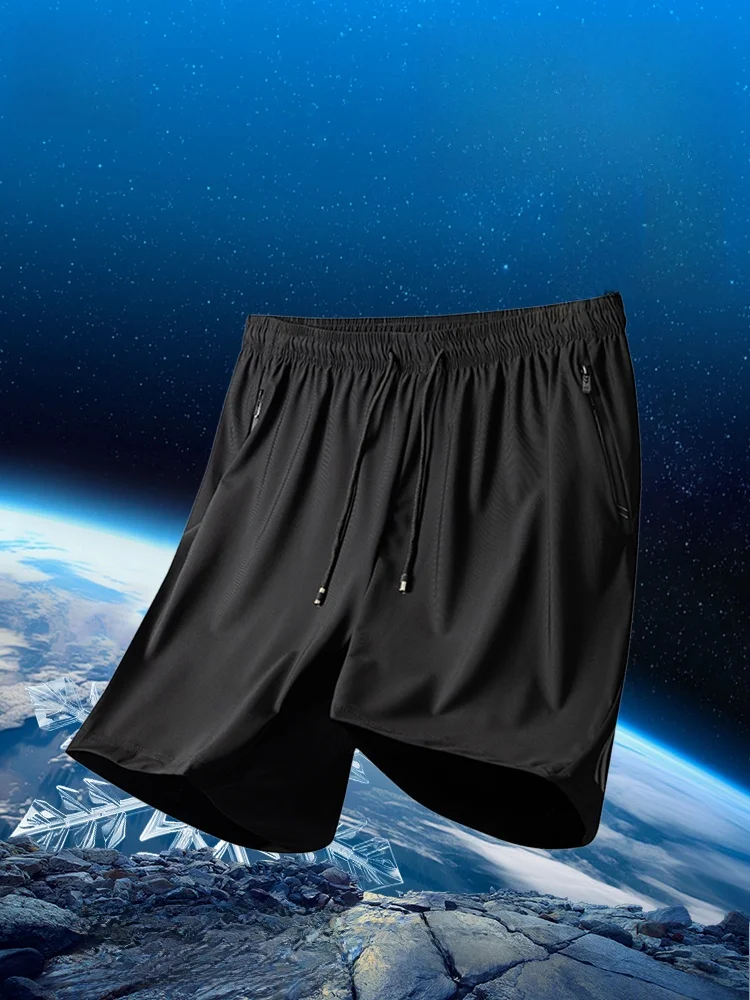 

Мужские спортивные шорты из ледяного шелка, быстросохнущие, свободного кроя, для бега, летние, новые, повседневные, для фитнеса и отдыха, молодежные, для активного образа жизни