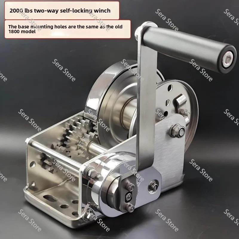 304 Stainless Steel Hand Winch Self Locking Manual Boat Trailer Winch Hoist Dual Direction 1200LB 2600LB