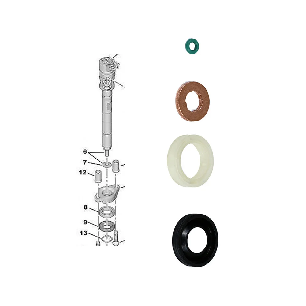 

1Set O Ring Car Fuel Injector Seal Gasket Washer Set for CITROEN BERLINGO C3 C4 PICASSO PEUGEOT 207 307 407 2008 - 2013 1.6HDI