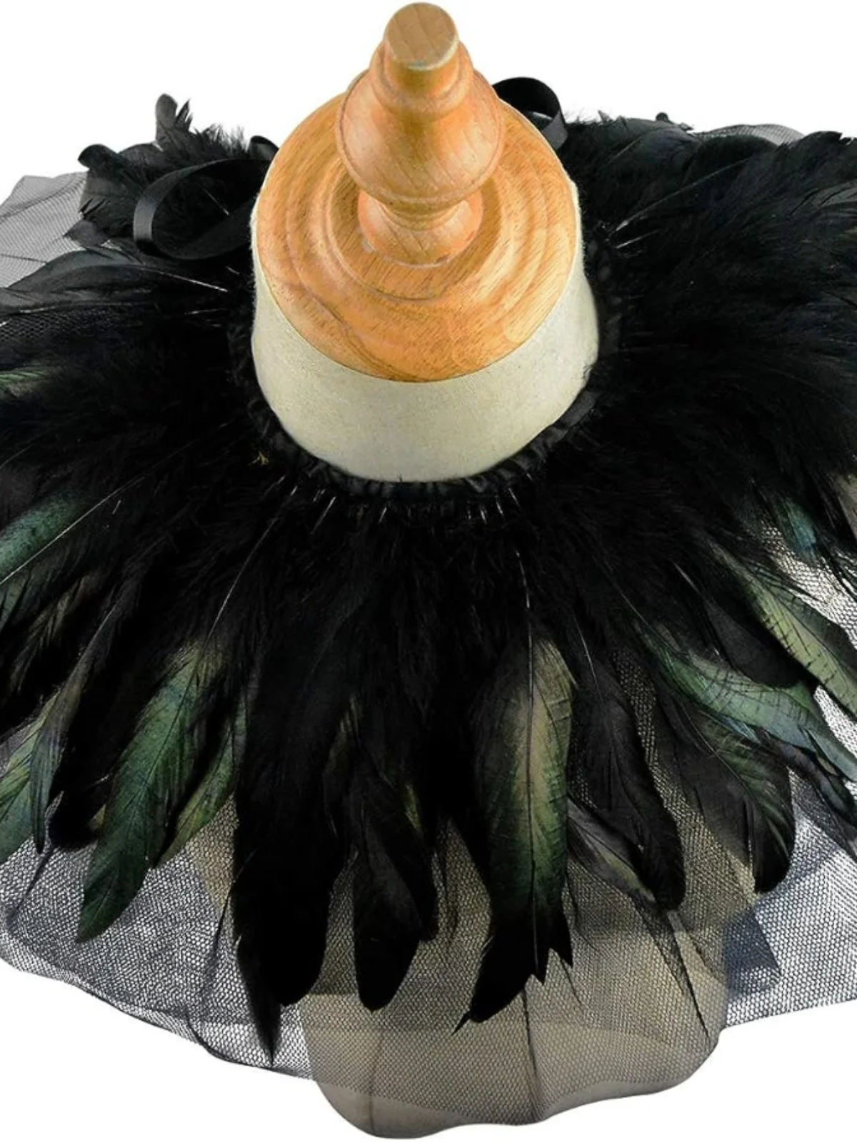 Kostum Panggung Wanita, Kerudung Penyihir Halloween, Aksesoris Jubah, Kerah Palsu, Warna Putih Hitam, Gaya Gothic Sle Feather Meoulder Wrap...