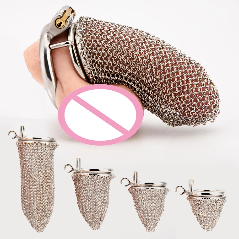 Hollow Mesh Stainless Steel Chastity Cage Set Metal Male Cock Cage Penis Ring Chastity Belt Husband Loyalty BDSM Sex Toy For Men