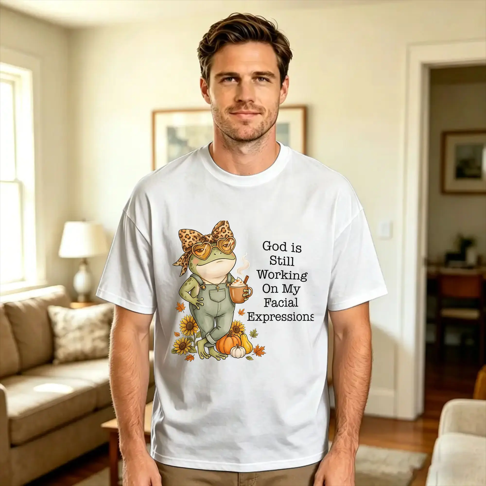 God Is Still Working On My Facial Expressions Classic T Shirt Men  Street Style T-Shirts Summer O Neck Harajuku Tees Print Tops
