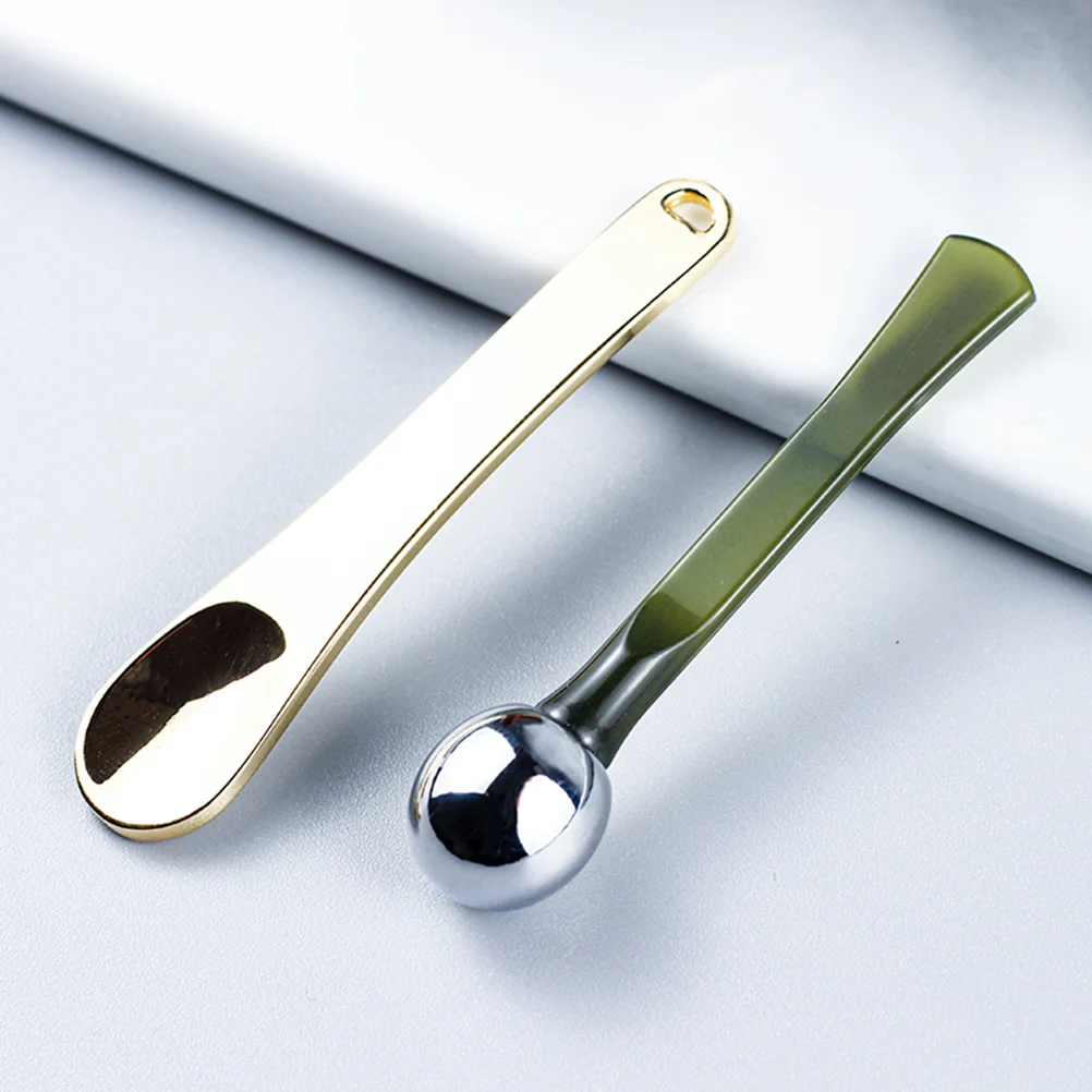 2 Pcs Eye Cream Scoop Facial Spatula Foundation Face Make up Tool Metal Lotion Spatulas Mini Reusable